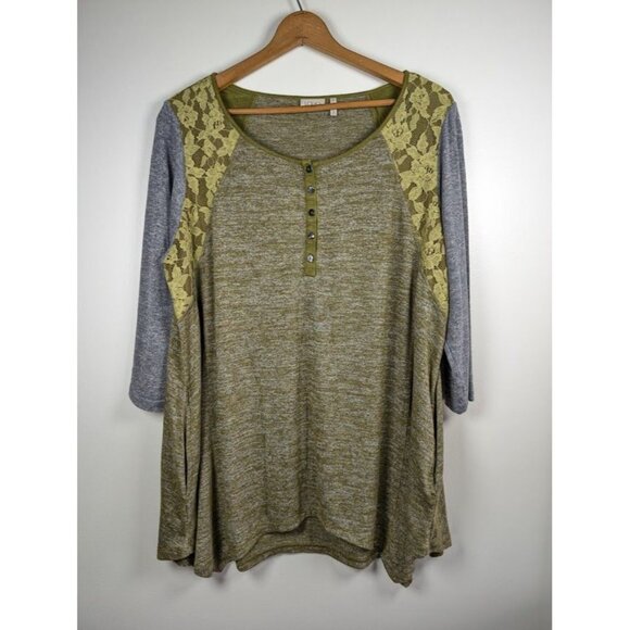 LOGO by Lori Goldstein Tunic Top Size 2X Fairy Boho Artsy 3/4 Sleeve Lagenlook - Picture 7 of 7